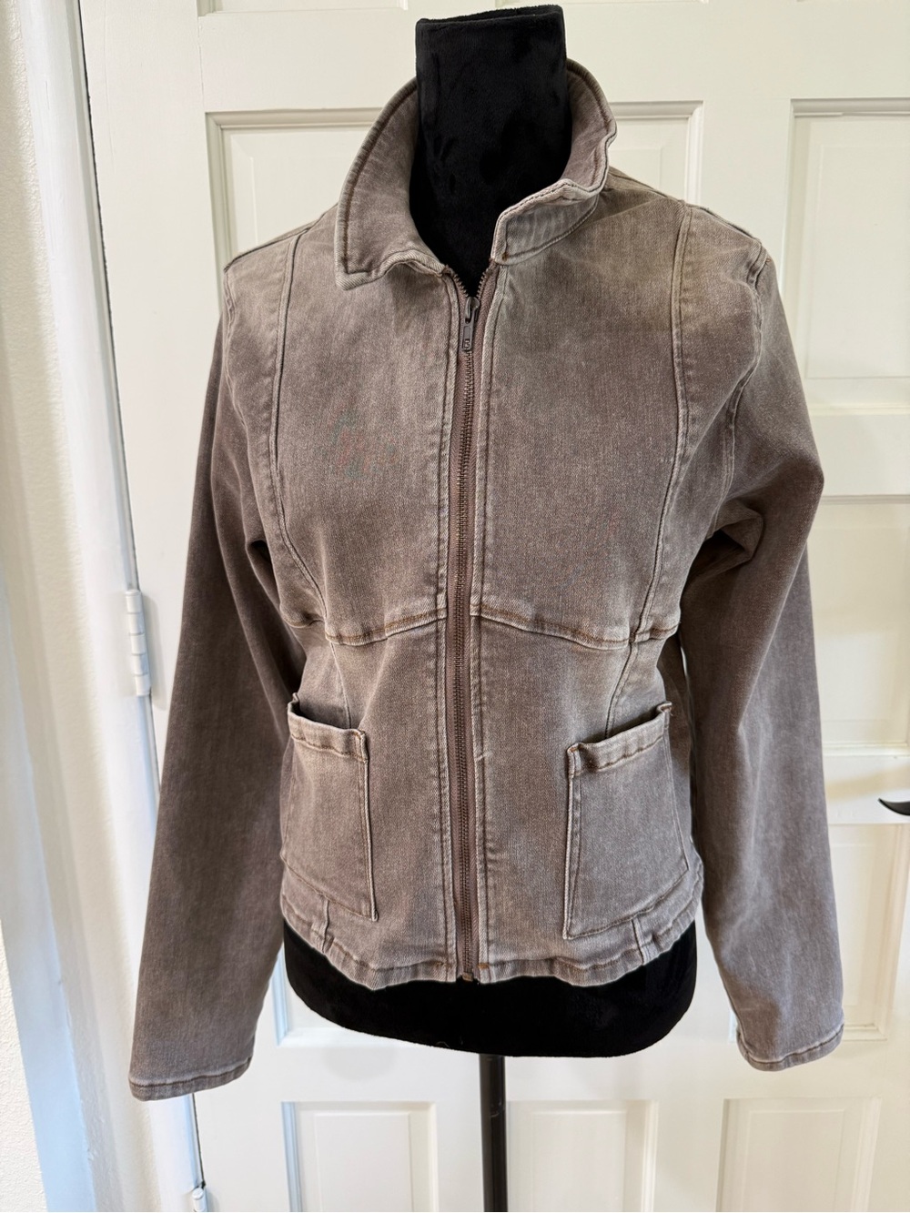 PTCL Ethikal Brand Taupe Zip Front Utility Jacket Size Medium